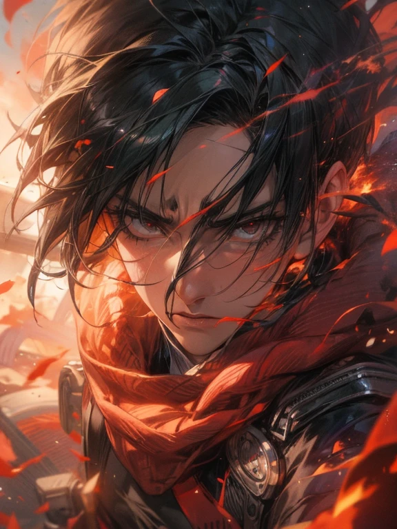 Itachi dynamic pose,fire flare surrounding him