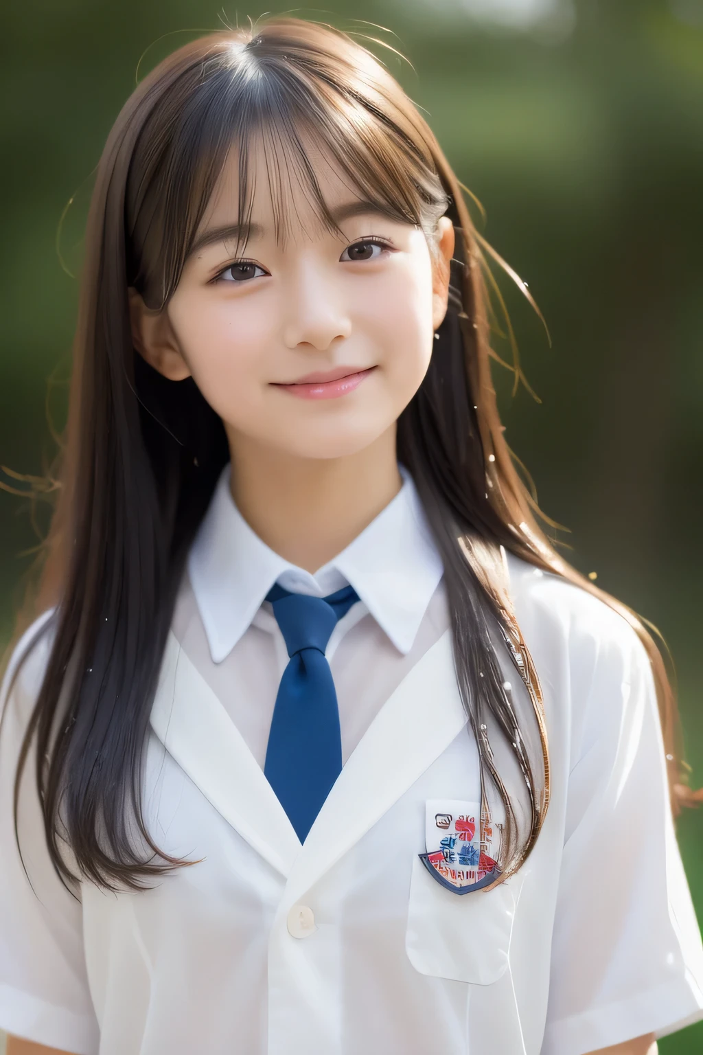 (((high detal,high-detail、masterpiece,Attention to detail))),Japan woman in uniform, Realistic Young Gravure Idol, a hyperrealistic schoolgirl, Japan school uniform, japanese girl school uniform, a hyperrealistic schoolgirl,Young Pretty Gravure Idol, wearing japanese school uniform, Young gravure idols, Young Gravure Idol, Beautiful but innocent schoolgirl when you laugh,the whole body is wet,dripping落ちる,with a flushed face,Beautiful girl with beautiful legs,Beautiful woman natural light、the whole body is wet,Sheer clothing,Semi-long,perm,Brown shiny hair,Hair is wet,Dripping water,dripping,,Have a troubled face,