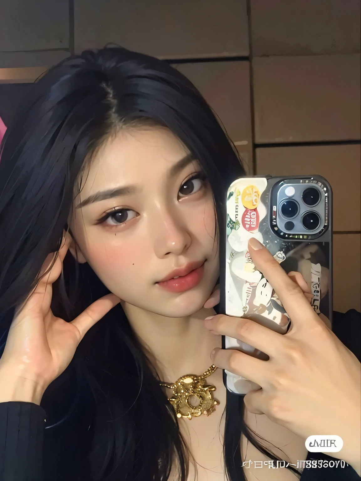 um close up de uma mulher com um colar e um colar em, coreana, young cute wan asian face, Mulher sul-coreana bonita, linda mulher coreana jovem, Ulzzang, tatuagem, Beautiful Asian girl, korean face features, south east asian with round face, mulher coreana jovem bonita, asian features, meninao-fino-cara, young adorable korean face, Jinyoung Canela, She has tattoos on her chest and neck, tattoo all over arm