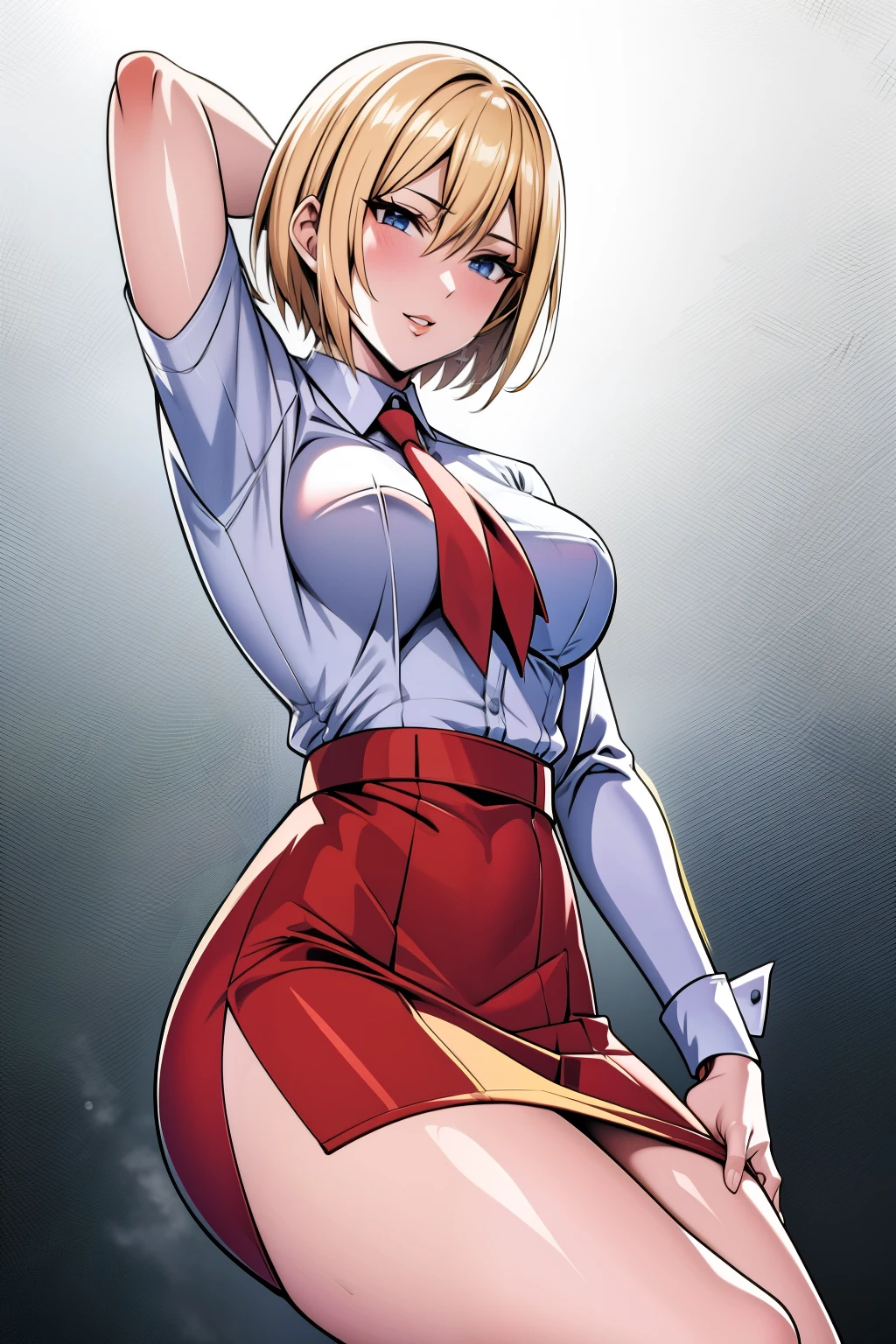 Ali wearing school uniform, blonde hair, short hair,high quality,8k,