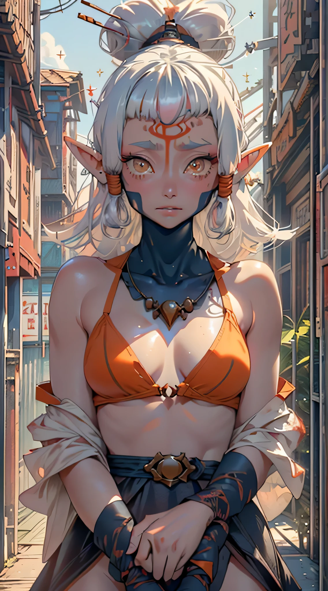 paya, cute elf loli,girl, 1girl,(((little loli,tiny little body,small))),(((6 ))),((anime elf loli with extremely cute and beautiful black hair)),(((elf, elf earlat chest))),((((white hair:1.35,ponytail braid hair,colored inner hair,ear breathing)))),(((orange_eyes:1.3))),intricate eyes,beautiful detailed eyes,symmetrical eyes,big eyes:1.5,(((lustrous skin:1.5,bright skin: 1.5,skin tanned,shiny skin,very shiny skin,shiny body,plastic glitter skin,exaggerated shiny skin,illuminated skin))),(delicate detailed fingers,detailed body,detailed arms,human hands,(detailed face)),

cute,slutty,erotic,daring,nsfw,

((red bikini:1.5,striped bikini:1.5,white and red stripes)),revealing clothing,show skin,(semi-naked),(choker,wrist cuffs),((intricate outfit,intricate clothes))),

(dynamic pose:1.0),embarrassed,(centered,scale to fit dimensions,Rule of thirds),

((Sky, Sea, clouds,)), with dark stormy cloudeach scenery,intricate scenery)),

(Glossy winter ornaments),highres,sharp focus,(ultra detailed,extremely detailed),(photorealistic artwork:1.37),(extremely detailed CG unity 8k wallpaper),(((vibrant colors,vibrant theme))),(intricate),(masterpiece),(best quality),