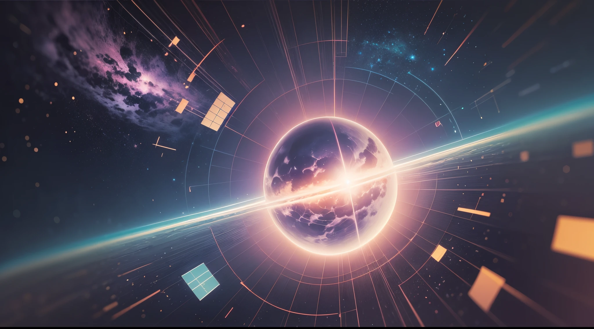 A close up of a planet with a bright light in the middle - SeaArt AI