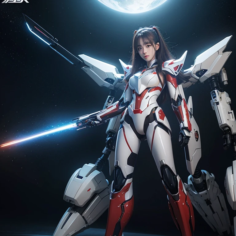 scientific fiction,CG animation,,Powered mecha suit,Looks beautiful,luminous hair,Female 20 years old