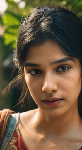 young Indian girl, 18-year-old, red top, gentle lighting, intricate facial details, flawless complexion, top-notch 3D rendering, hyper-realistic, shot on Indian road. photorealistic digital art trending on Artstation 8k HD high definition detailed realistic, detailed, skin texture, hyper detailed, realistic skin texture, armature, best quality, ultra high res, (photorealistic:1.4),, high resolution, detailed, raw photo, 400 camera f1.6 lens rich colors hyper realistic lifelike texture dramatic lighting unrealengine trending on artstation cinestill 800