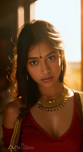 young Indian girl, 18-year-old, red top, gentle lighting, intricate facial details, flawless complexion, top-notch 3D rendering, hyper-realistic, shot on Indian road. photorealistic digital art trending on Artstation 8k HD high definition detailed realistic, detailed, skin texture, hyper detailed, realistic skin texture, armature, best quality, ultra high res, (photorealistic:1.4),, high resolution, detailed, raw photo, 400 camera f1.6 lens rich colors hyper realistic lifelike texture dramatic lighting unrealengine trending on artstation cinestill 800