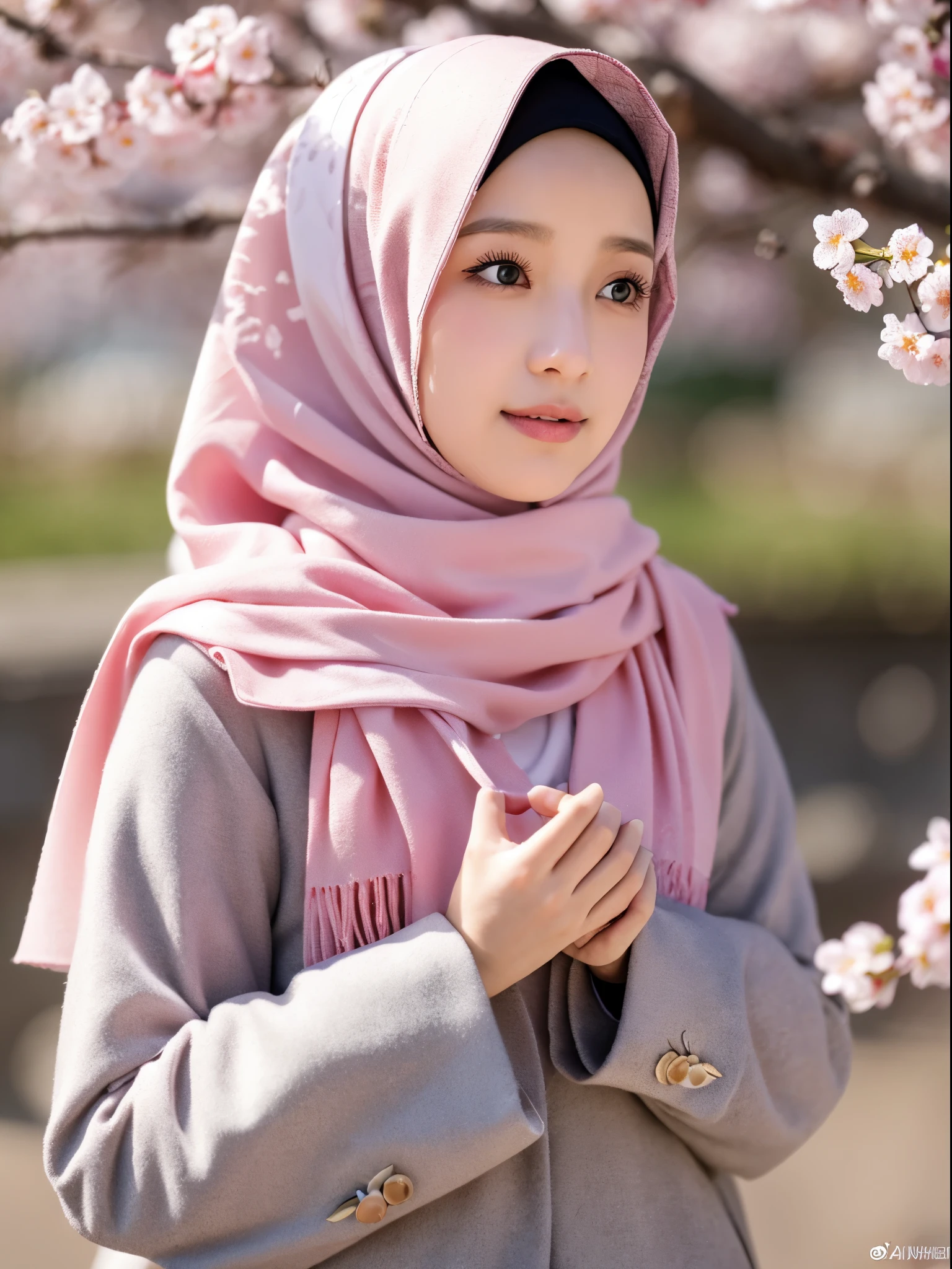 hijab, cherry blossom