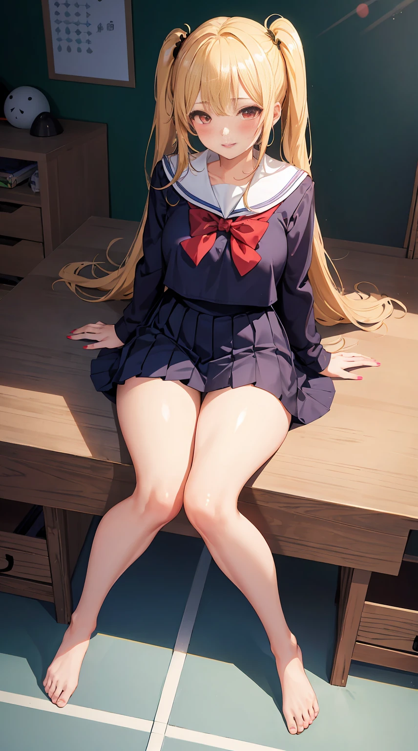 (masterpiece, best quality, ~에ery aesthetic, very detailed), intricate details, 1 woman, Kitagawa Marin, Sono Bisque Doll wa Koi wo Suru, blonde hair,long hair, red eyes, ear piercing, barbell piercing, black choker,pussy, legs apart,Very large,naked, Not wearing clothes