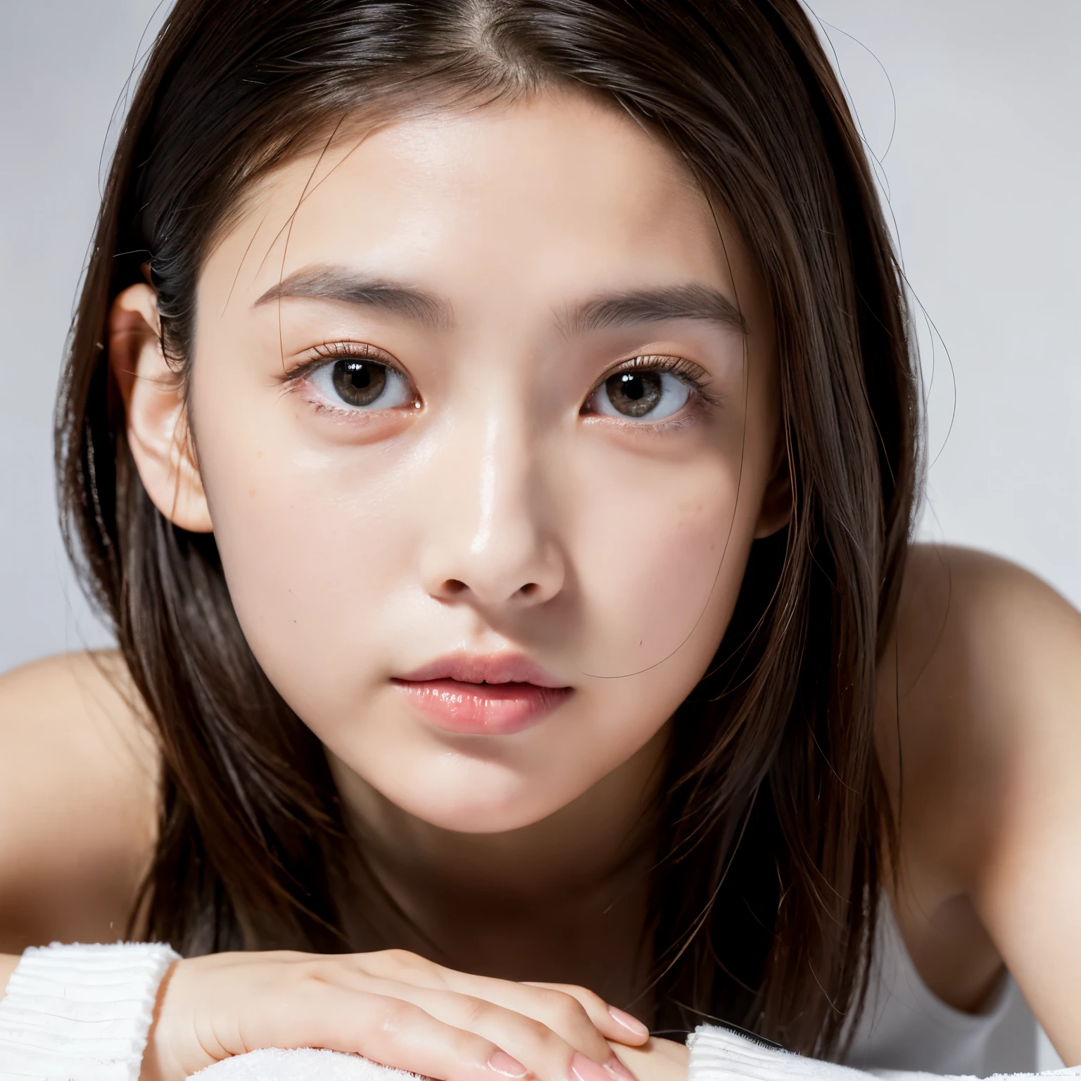 (extra detailed face、Detailed skin、(Beautiful japanese girl:1.05)、white wall light lighting、window、masutepiece, Best Quality,a baby face、18-year-old face、リアルなa person間、Gentle look、window、爆乳、full bodyesbian、Wearing a towel、Glamorous body、masterpiece, The ultra-detailliert, 超A high resolution, Detailed RAW color 、extremely detailed eye, highlydetailed skin,Highly detailed waist、highly detailed nose, highly detail mouth,Highly detailed feet、highly detailed shoulders、Highly detailed arms、very detail hair,Very detailed ass、Highly detailed hands、Highly detailed milk、Highly detailed milk輪、extremely detailed fingers、Very perfect anatomy、Works of masters,high quarity,8K resolution,Ultra-fine images,1a person、Cinematic lighting,From an angle)