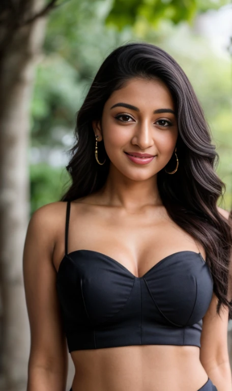 ((RAW, analog style)), face, extremely detailed full body color photo of a 25 y.o girl, beautiful face, beautiful eyes, ((small nose)), big natural lipabric crop top)), medium breasts, slim body, outdoor, treeilm grain, skin details, high detailed skin texture, 8k hdr, dslr)), indian female model yami gautami, close-up picture of yami gautmi, floral dress. Sexy figure, hot looks, long curly hair