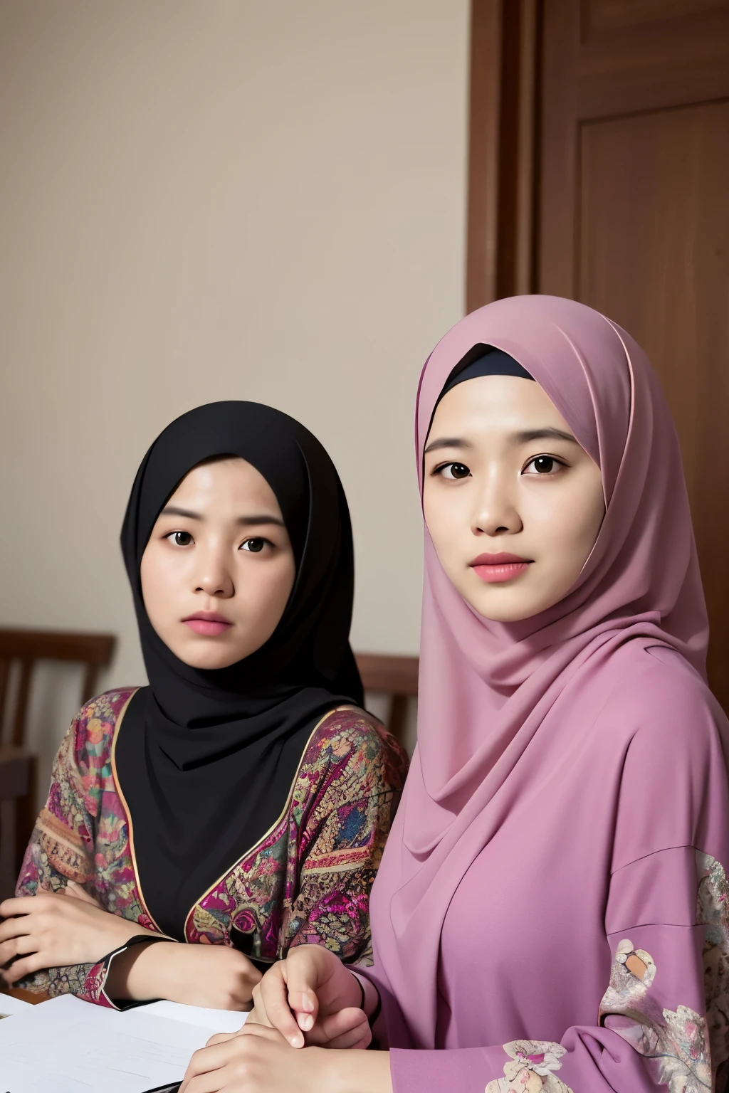 8k, best quality, Medium close-up, （Best quality，8K，tmasterpiece：1.3), (2 young girls:1.1), two beautiful young 12 years indonesian girl, veil hijab ((indonesia girl hijab)), ((office worker suit)), fit body, perfect eyes, pale skin, fair skin, perfect skin, ((outdoor)), at morning, ultra-delicate face, delicate eyes, double eyelids, half smile, Realistic, beautiful and delicate photo,heterosexual, braless, cold expression, cold pose, wide angle, lying down at crowd office sofa, (at the front of crowded office:1.4),back view, buttock stand out, topless body, sexy pose, full body shot, spread legs wide open, show off vagina,buttocks exposed, topless, small flat breast, slim body, skinny, ((two girl with sexy pose:1.6)), correct hand fingers, correct eyes, correct hand and body, hyper realistic body and face