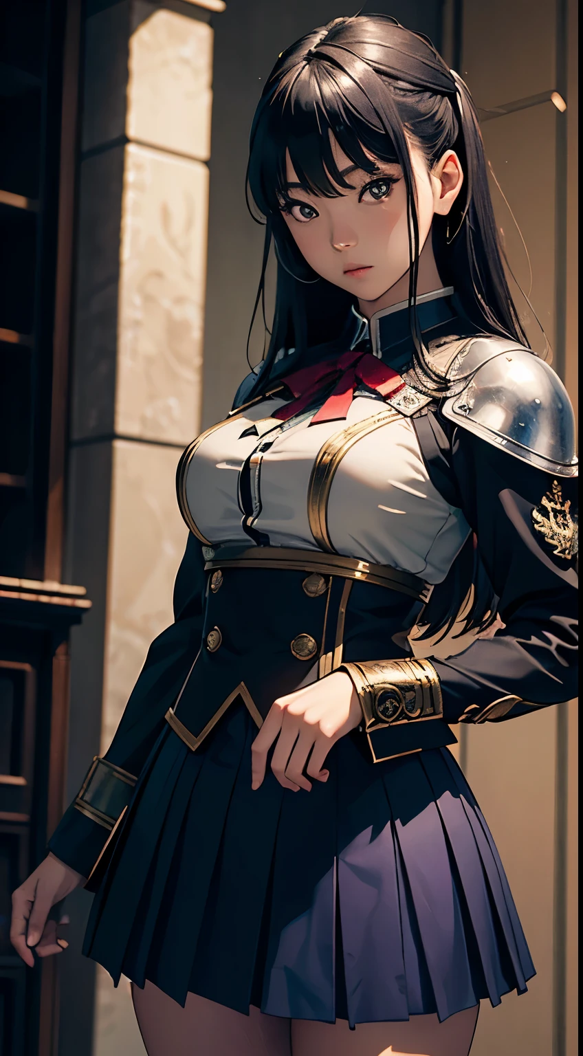 Akiko Hayashi, Museo Del Prado, Surreal, mysterious, strange, fantastical, fantasy, Sci-fi fantasy, anime, mystical theatrical performance, Mysterium, Toy War, miniskirt beautiful girl Soldier, detailed masterpiece depth of field sharp focus cinematic lighting