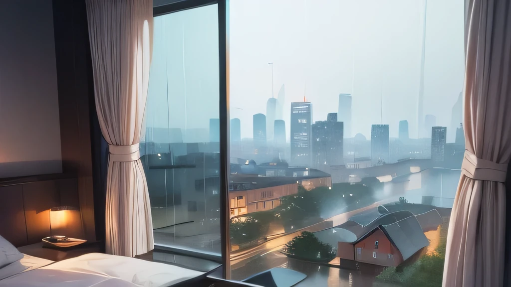 raining day,natta,Looking out the window of the house,view over city,High-level alcoholic rule,The beautiful
