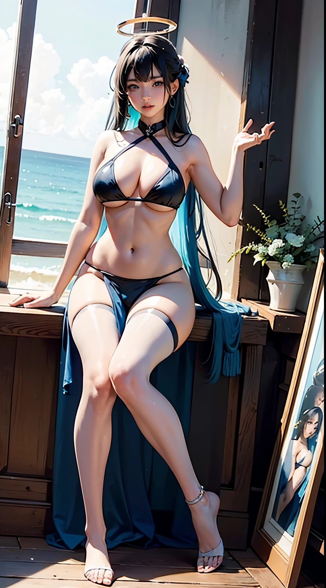 A lovely stone statue of a beautiful girl,Best quality at best,nabel,比基尼,hand on her own chest,The halo,full bodyesbian,wide blue eyes,Raised sexy,8K,,Beth,By the beach,lacepantyhose,with her mouth open,Open your legs,cute big breasts鼻子,cute big breasts,The mouth is relatively large,The legs are relatively long,Big chest,The eyes are relatively large,long whitr hair,The eyeballs are relatively large,Eyes sparkle,Naked foot,The nose is relatively large,white color hair,No shoes,prette,bikini,at a forest,Long legs,cute big breasts脸,vagina,A high resolution,Extreme light,Ultimate texture