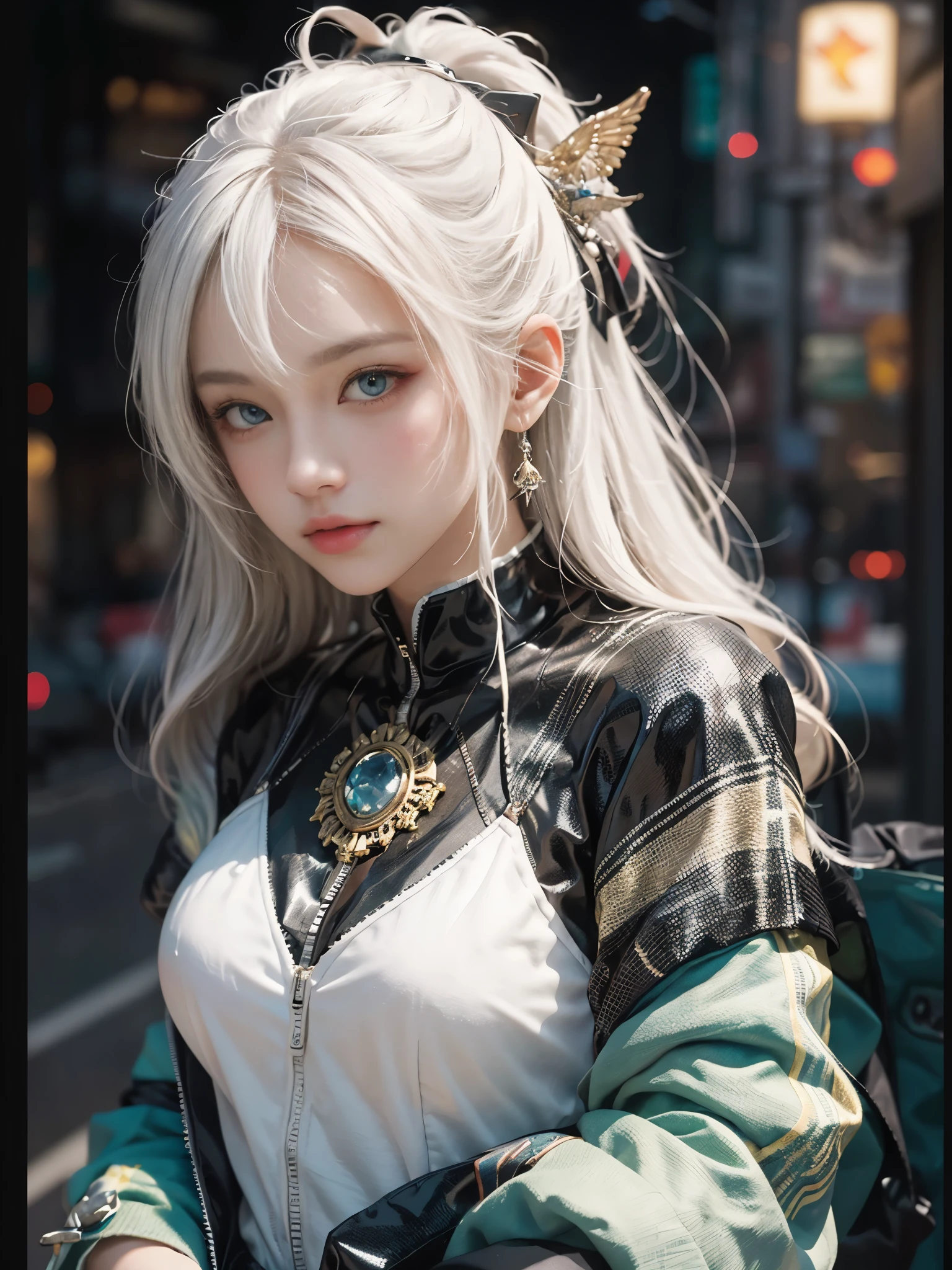 Close-up of woman with white hair and white mask、beautiful character painting、guweiz、Guweiz style artwork、white haired god、Jan J、epic exquisite character art、Stunning character art、Fanchy、Uzunsifan、guweiz from pixiv art station,Faces of reality,Real people,Photo Quality,Images of real people captured by a camera,Shoot from the waist up,Live-action feeling,Fairly light clothing,see-through underware,Beautiful clear eyes,Beautiful sparkly eyes,being thin,strong-willed gaze,Descending to earth while hiding his true identity from the human world、A living angel that blends into everyday life。.,They blend into the human world and live their daily lives so that humans don't find out that they are angels.,17 age,