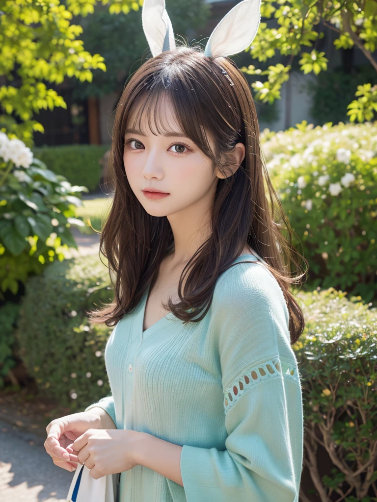 (Realistic, photo-Realistic:1.37), (masutepiece), (Best Quality:1.4), (超A high resolution:1.2),(Raw photo:1.2), 1girl in、femele、Wavy black hair、shorth hair、bluntbangs、green colored eyes、White Bunny Girl Costume、,finely eye and detailed face、8k wallpaper、intricate-detail、BREAK、kaleidoscope background、Symmetrical pattern、vivd colour、Geometric shapes、mesmerizing designs、optical 、ダイナミックコンポジションBREAKは、pantomime art、expressive body language、Active Pose,Quiet storytelling、evocative gestures、 visual narratives、演劇BREAK、blooming flowers、The scent of colorful petals、nature's bounty、vibrant gardens、Tranquil landscape,full body Esbian