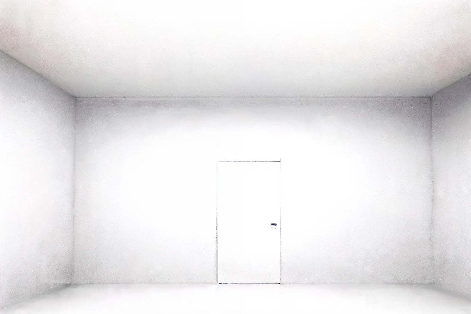 (Pure White room:1.5),illumination light in room, Soft lighting , photo pinterest, white walled room with futuristic door, (no people:1.5, Large dark room,darkness,1 door,