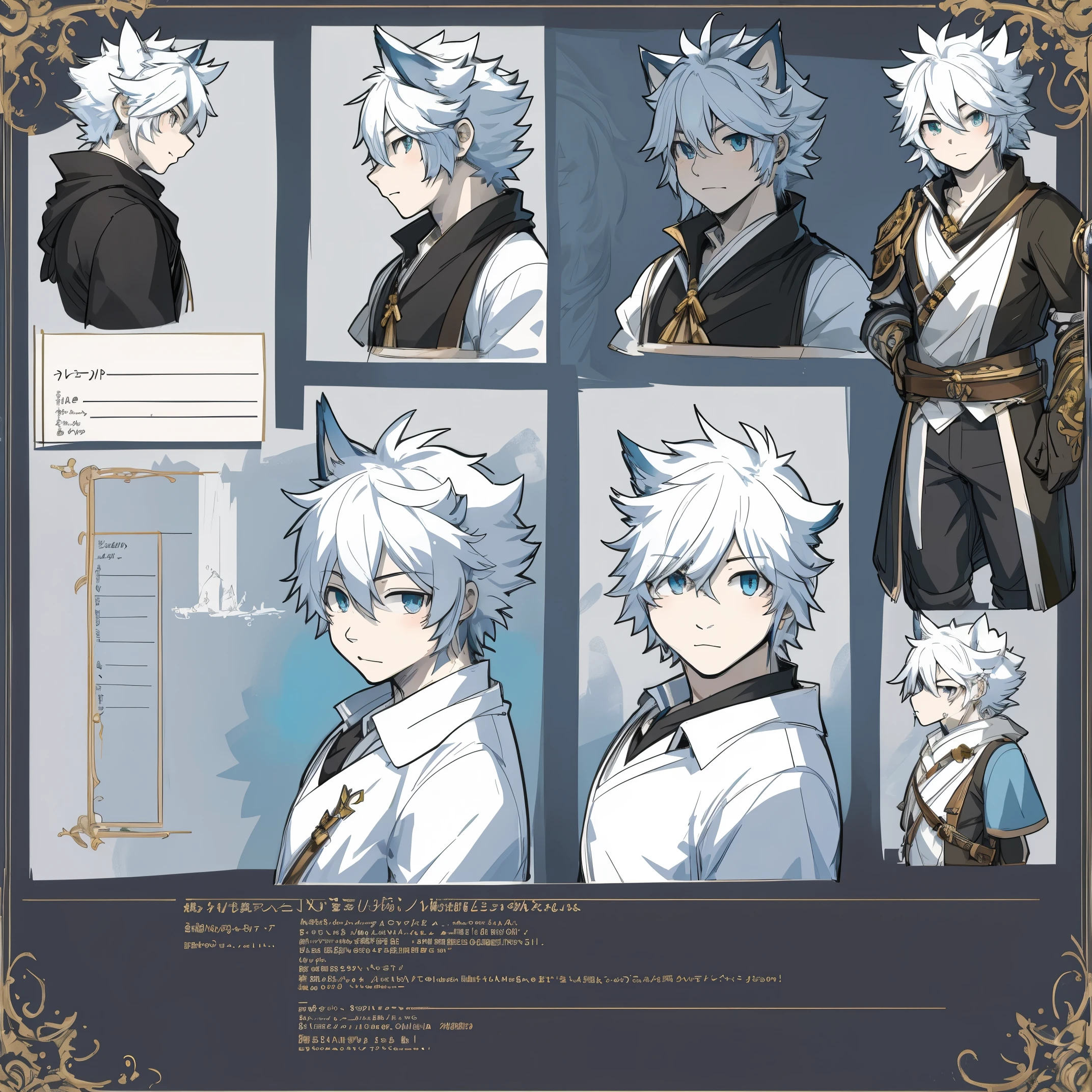 ((masterpiece)), (ultra detailed), (best quality), detailed background, (style of final fantasy), (concept art, character sheet),absurdres(highly detailed beautiful face and eyes)perfect anatomy(angelic handsome boy, kemono, child)(furry anthro),