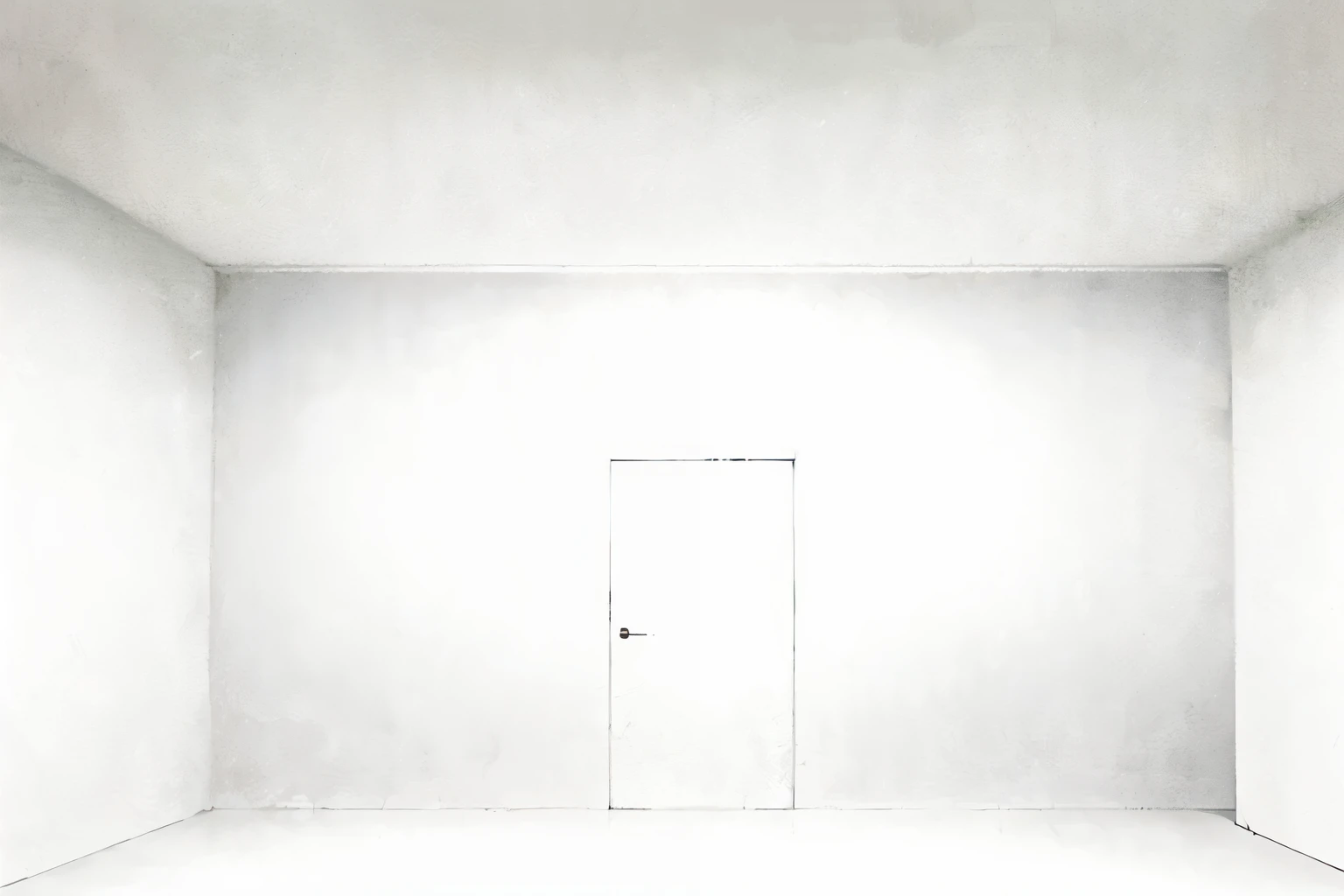 (Pure White room:1.5),illumination light in room, Soft lighting , photo pinterest, white walled room with futuristic door, (no people:1.5, Large dark room,darkness,1 door,