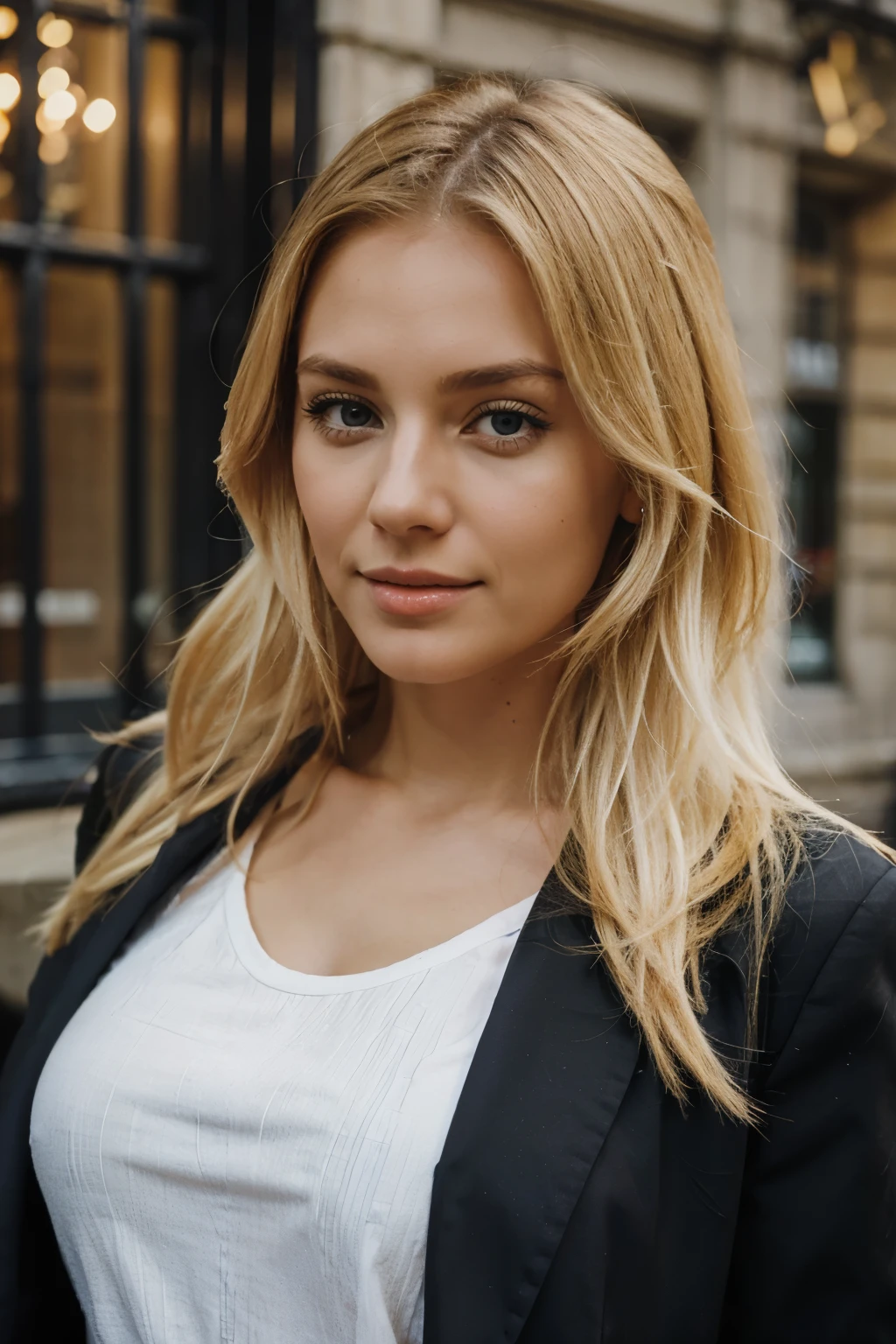 Blonde woman in England, London