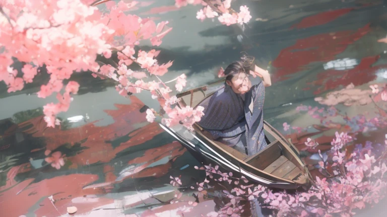 Complete ancient style ,Person Male,There are drops on the water