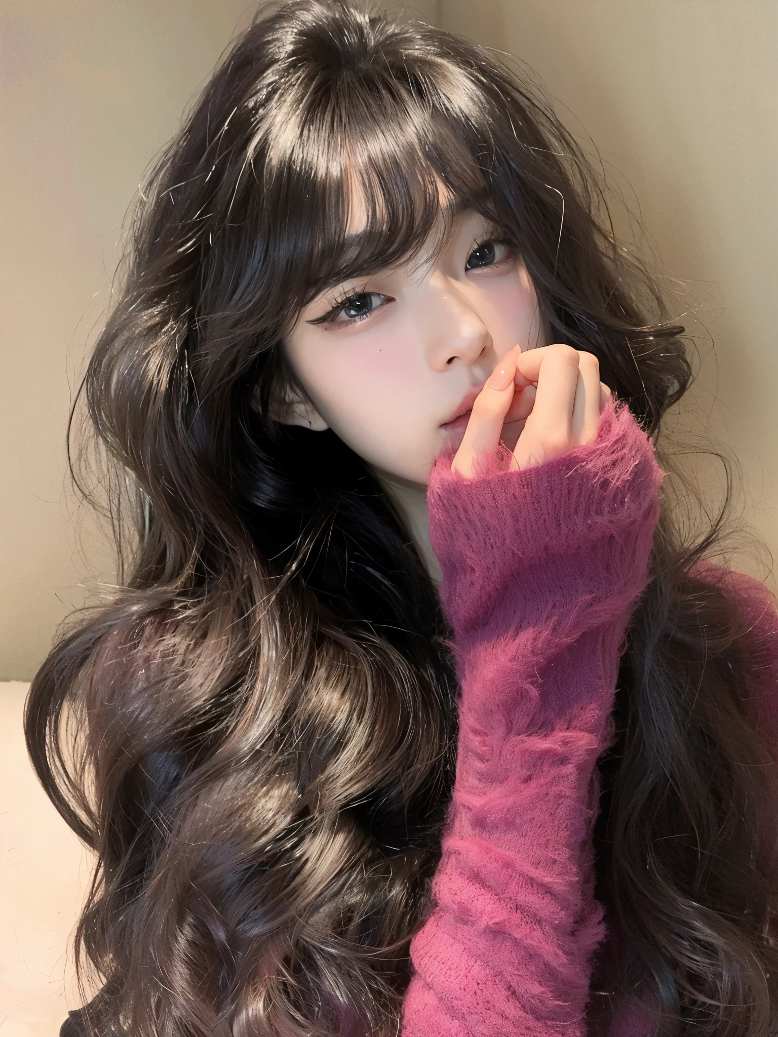 Long gray hair、French and German ladies in pink sweaters posing for photos, Urzans, A vibrant, short dark curly hair, 大眼睛和飘逸的Long gray hair, 黑色波浪Long gray hair, Asian girl with long hair, gorgeous young korean woman, 刘海Long gray hair, 有刘海的深色Long gray hair, 齐刘海Long gray hair, 伊利亚·库夫希诺夫 Long gray hair