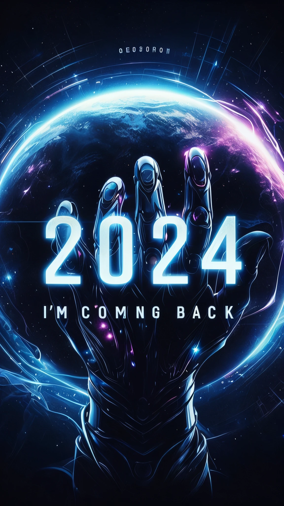 a close up of a person holding a glowing ball with the numbers 2024, 2024, 2 0 2 4, 2049, musk ( 2 0 2 4 ), 2022 movie, 2 0 2 5 popstar comeback single, year 2447, 2023, 2 0 2 3