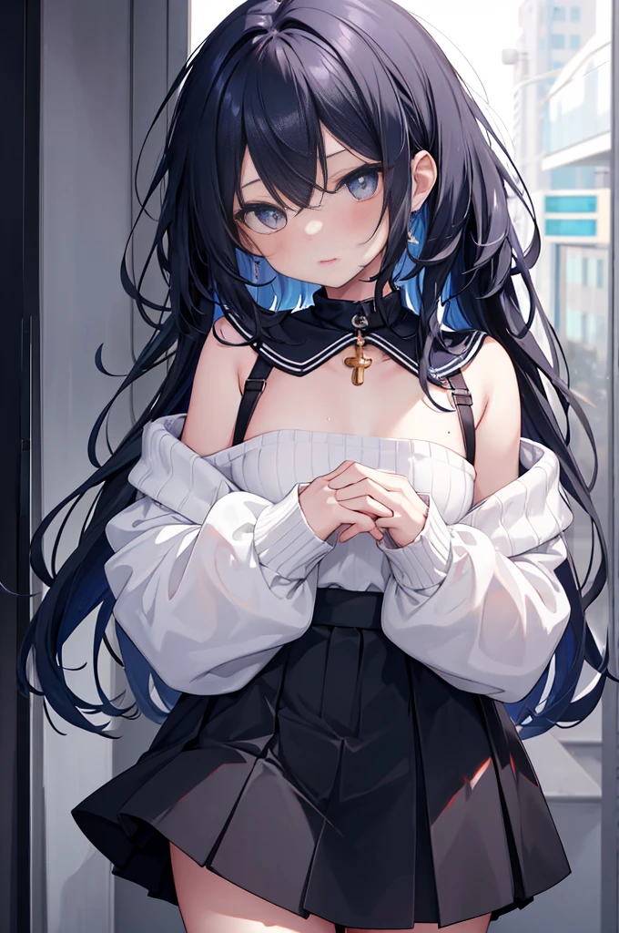 ((masterpiece)), ((best quality)), (ultra-detailed), NSFW, ((torture chamber)),a cute girl, 1girl, solo, (white mini tanktop dress),(chain bound arms), (both hands are bound and is hung from the ceiling),bdsm,shibari,restrained,((thin waist)),(((single belt bound waist))),beautiful black hair, beautiful black eyes, (beautiful eyes), long hair,troubled expression