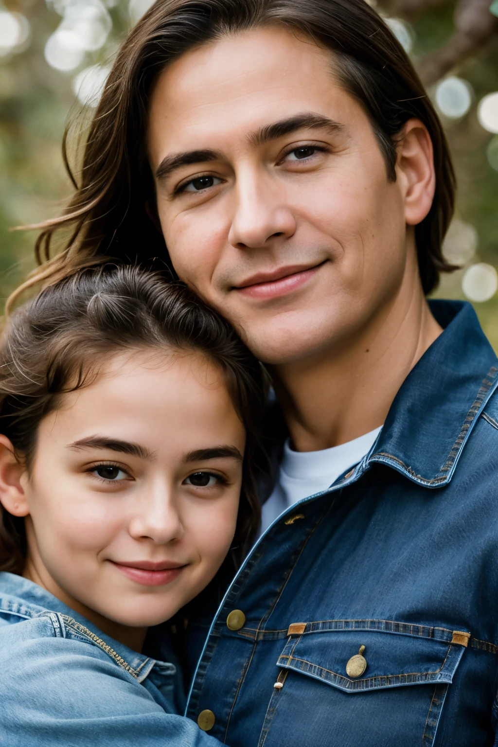 hyper ultra realistic photographs of a ((best quality)), ((masterpiece)), (detailed), perfect face, ultra realistic family portrait, jeans, 1-man 48yo, 1-woman 47yo, 1-boy , Esthetic. ratio 16:9, 4k, 8k resolution, High quality photo, high detailed images