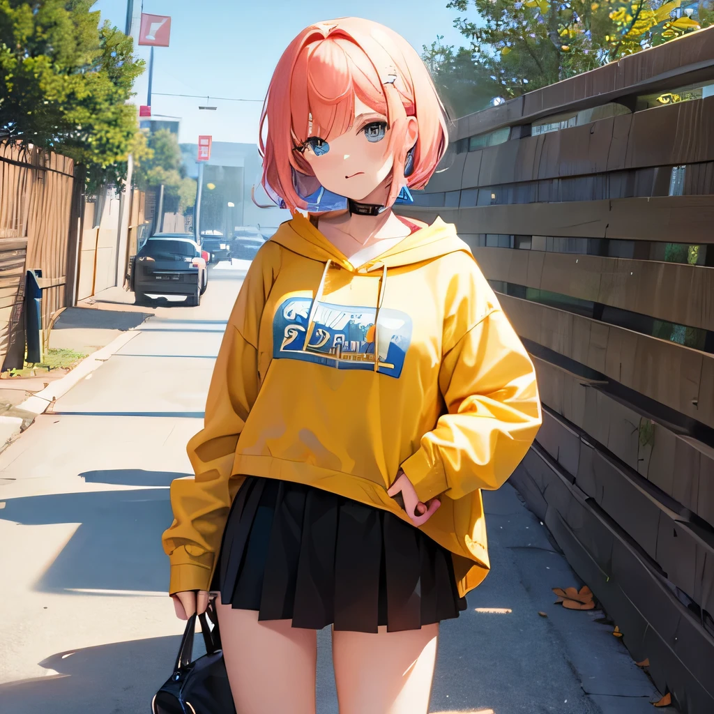 Anime style、Have a game console、Standing picture、wearing hoodies、femele、quadratic element、Vtuber、fantastic landscape