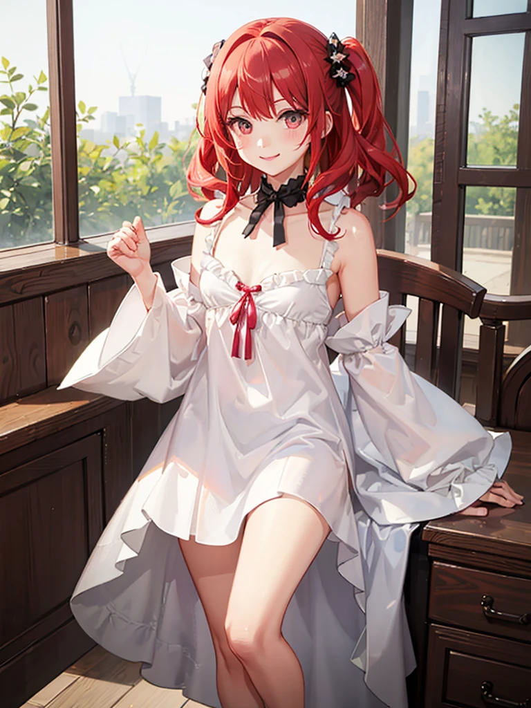 One girl, Nishikino Maki, nightgown with see-through underwear, posing on bed, BREAK (masterpiece, best quality, high resolution, super detailed, (super detailed skin: 1.3), (super detailed hair: 1.3), (perfect anatomy: 1.5), (perfect anatomy: 1.5), (beautiful eyes, 5 fingers: 1.3), (highly detailed face and skin texture: 1.3), (clear detail), {background blur: 1.3}, (perfect lighting), high definition CG, Unity 8k wallpaper, official art, (full body composition: 1.22), (character focus: 1.22), (blush: 1.22), (upward glance: 1.22), 3D rendering, conceptual art, sharp sketch, id_maki_nishikino