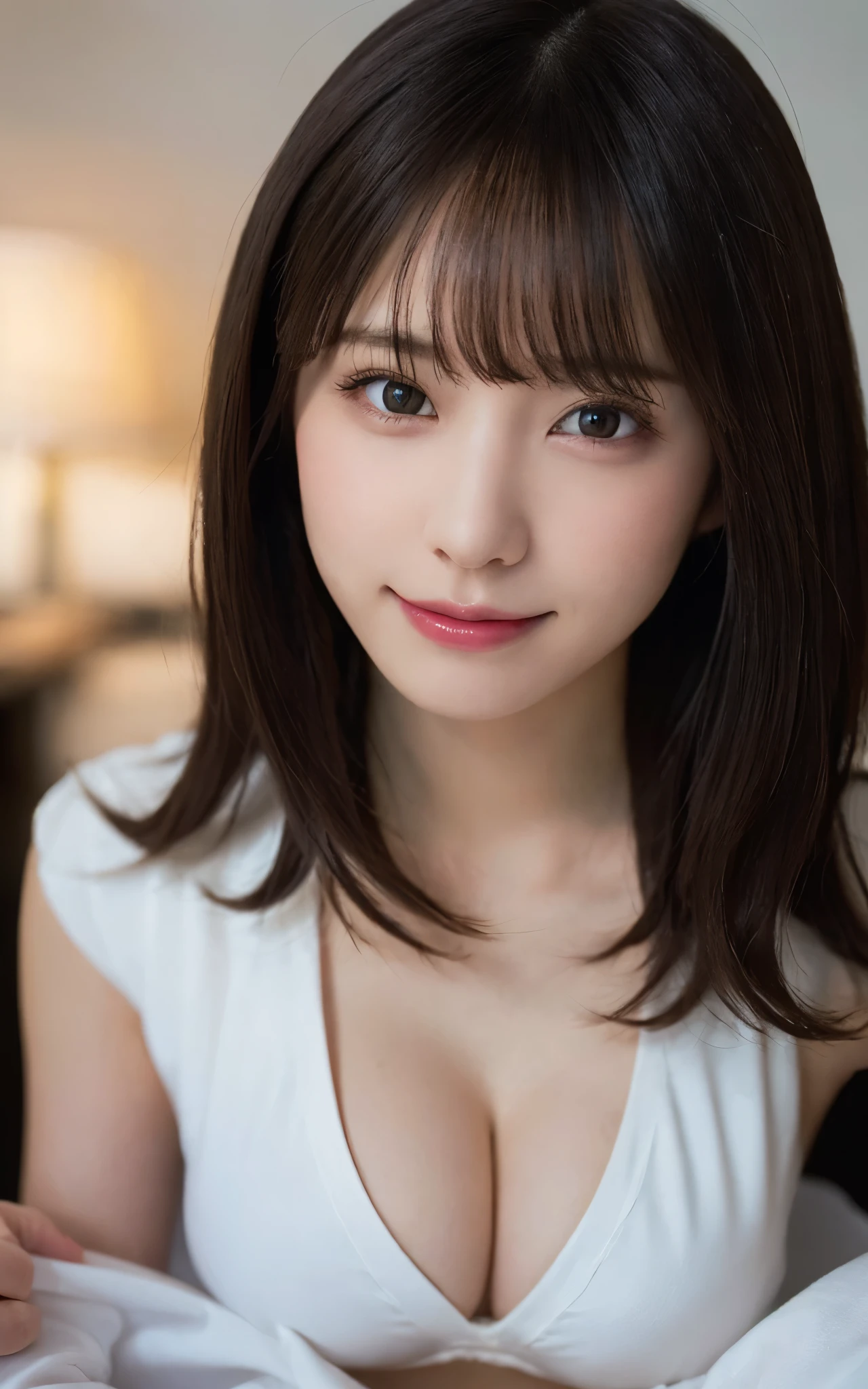 masutepiece, Best Quality, Illustration, Ultra-detailed, finely detail, hight resolution, 8K Wallpaper, Perfect dynamic composition, Beautiful detailed eyes, sexy underwear,Bob Hair, mid-chest, Natural Color Lip, Random and sexy poses,Smile,20 years girl、Colossal tits、s Office、Suits、Suit jacket、teats