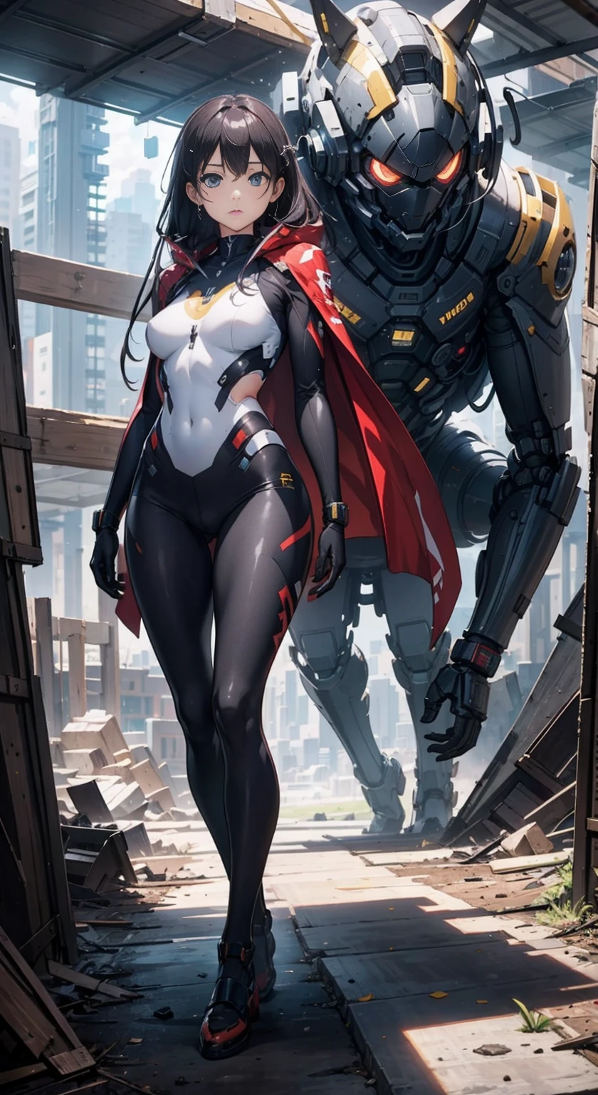 8K,Ultra Detail,ultra-quality,ultra precision,ultimate masutepiece,No extra arms,No extra legs,No extra fingers,No extra hands,Girl & giant robot,Theme from TITAN_FALL(video game),Dynamic Action,