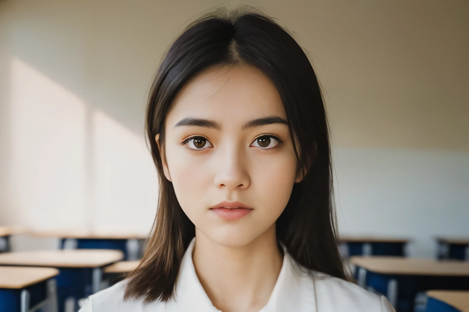 Humanistic Photography, film photography, long shot, negative space
Panoramic photo of classroom after school,AS-Young,
soft light, rim light, beautiful shadow, low key, (photorealistic, raw photo:1.2), (natural skin texture, realistic eye and face details), hyperrealism, ultra high res, 4K, Best quality, masterpiece, in the dark
