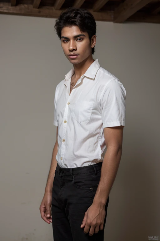 19 year old black Indian male, short hair, professional look, photorealistic image