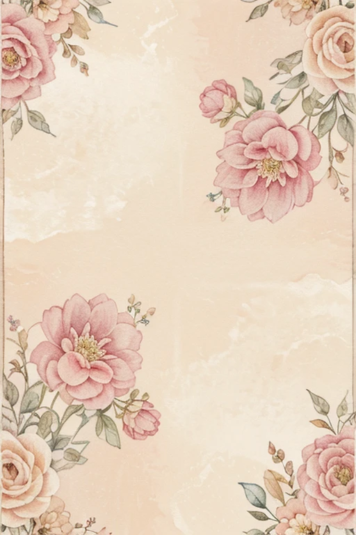 vintage Elegant watercolor Floral elements  pattern with a soft pastel color palette tile v5