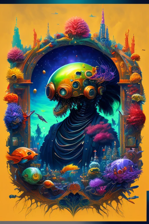Mixed media art,vibrant colors,chiaroscuro,(best quality,4k,8k,highres,masterpiece:1.2),ultra-detailed,(realistic,photorealistic,photo-realistic:1.37),HDR,UHD,studio lighting,ultra-fine painting,sharp focus,physically-based rendering,extreme detail description, dreamscape, hell, heaven, nightmare, lusr, sex, multiverse, space rifts, lovecraftian, gothic bounty hunter, vivid colors,bokeh,portraits,landscape,horror,sci-fi,concept artists,silvestri,disney,newton, bosch, klimt, Dali, surreal, psychodelic, 60s, 70s,