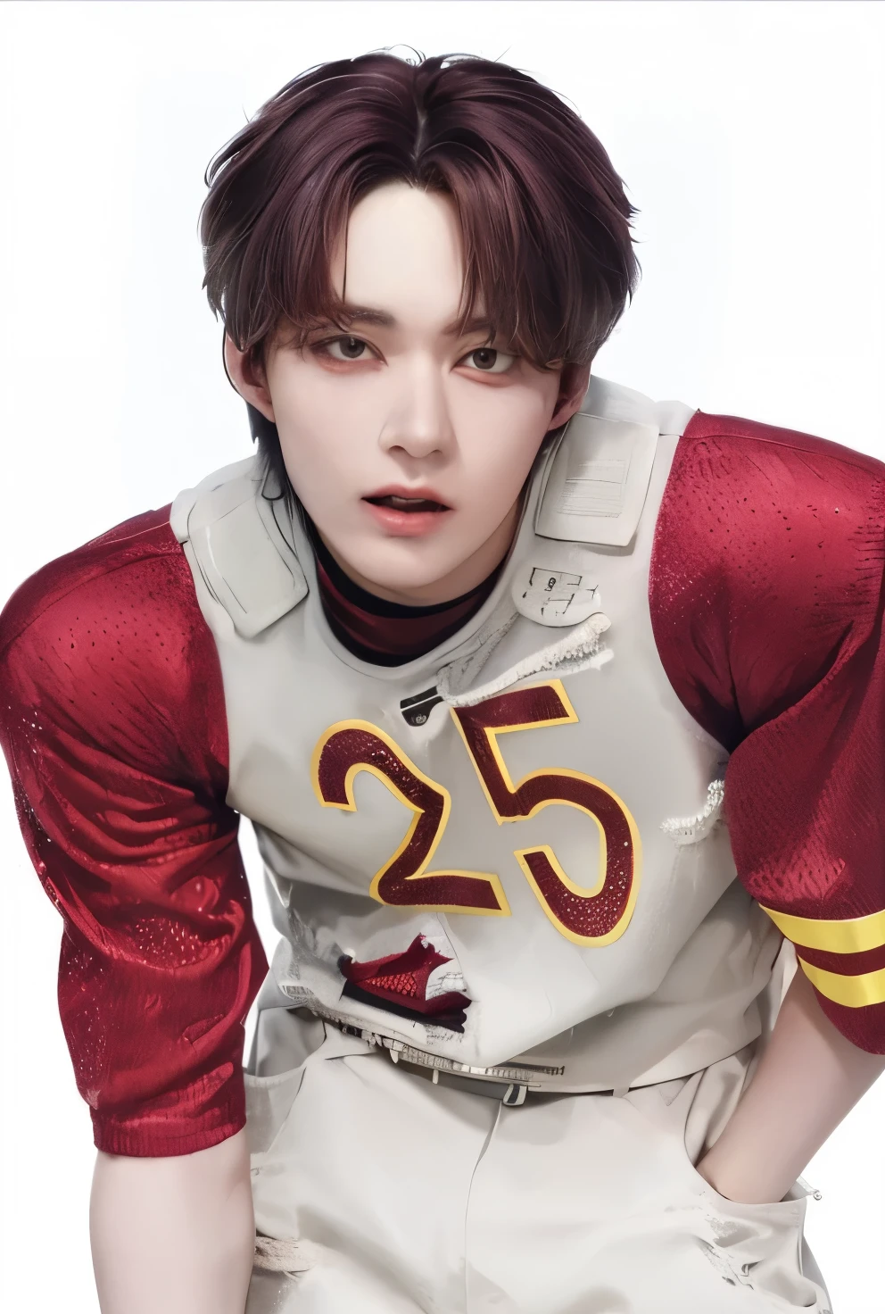 a close-up of a person wearing a uniform and baseball uniform, Jung Jaehyun, Cai Xukun, Jinyoung Shin, Hyung Tae, Mark Lee, Hong June Hyung, Taejune Kim, JIA, jungkook, Shin Jeongho, inspirado por Bian Shoumin, Seseon Yoon, Sha Xi, Parque Jimin, Inspirado por Jeonseok Lee