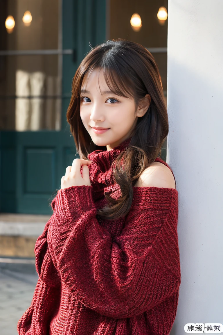 beautiful girl wearing a sweater、