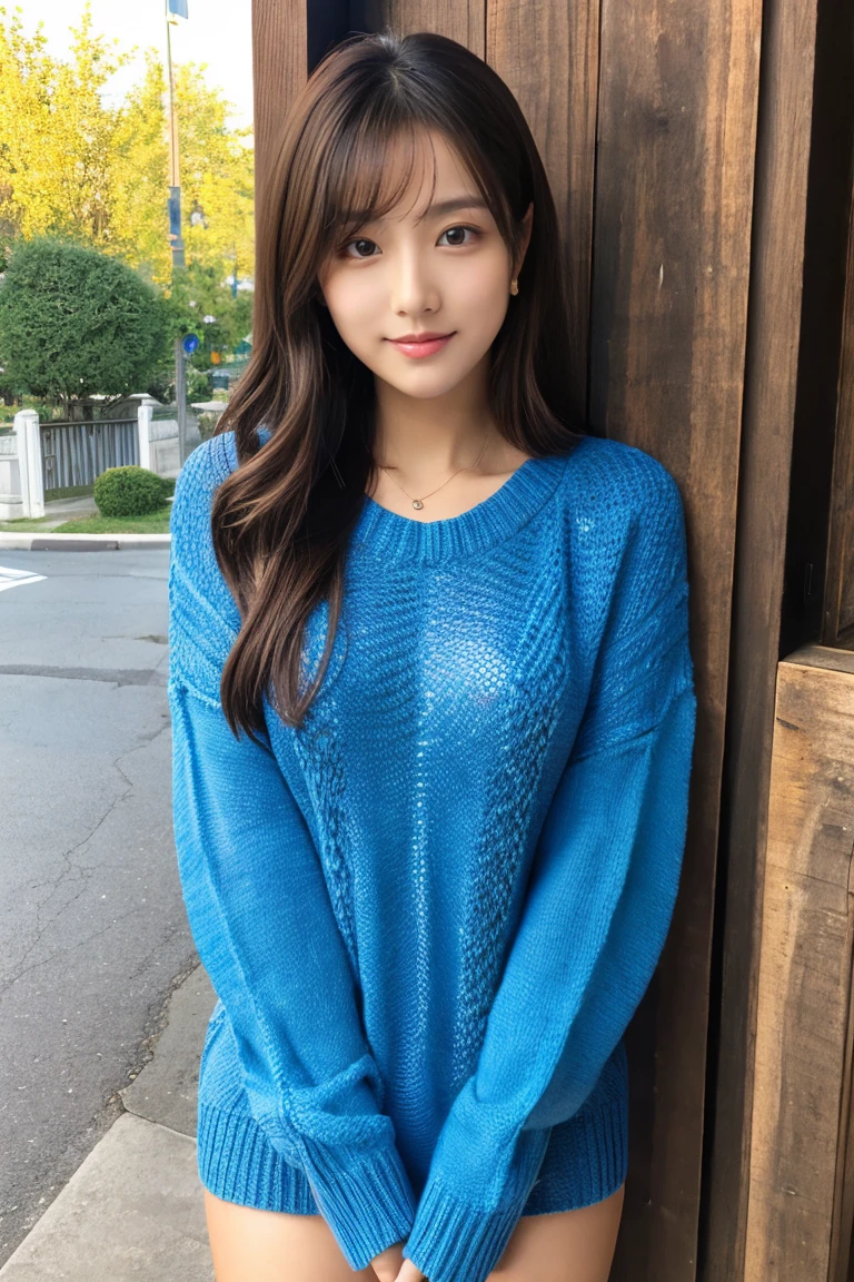 beautiful girl wearing a sweater、