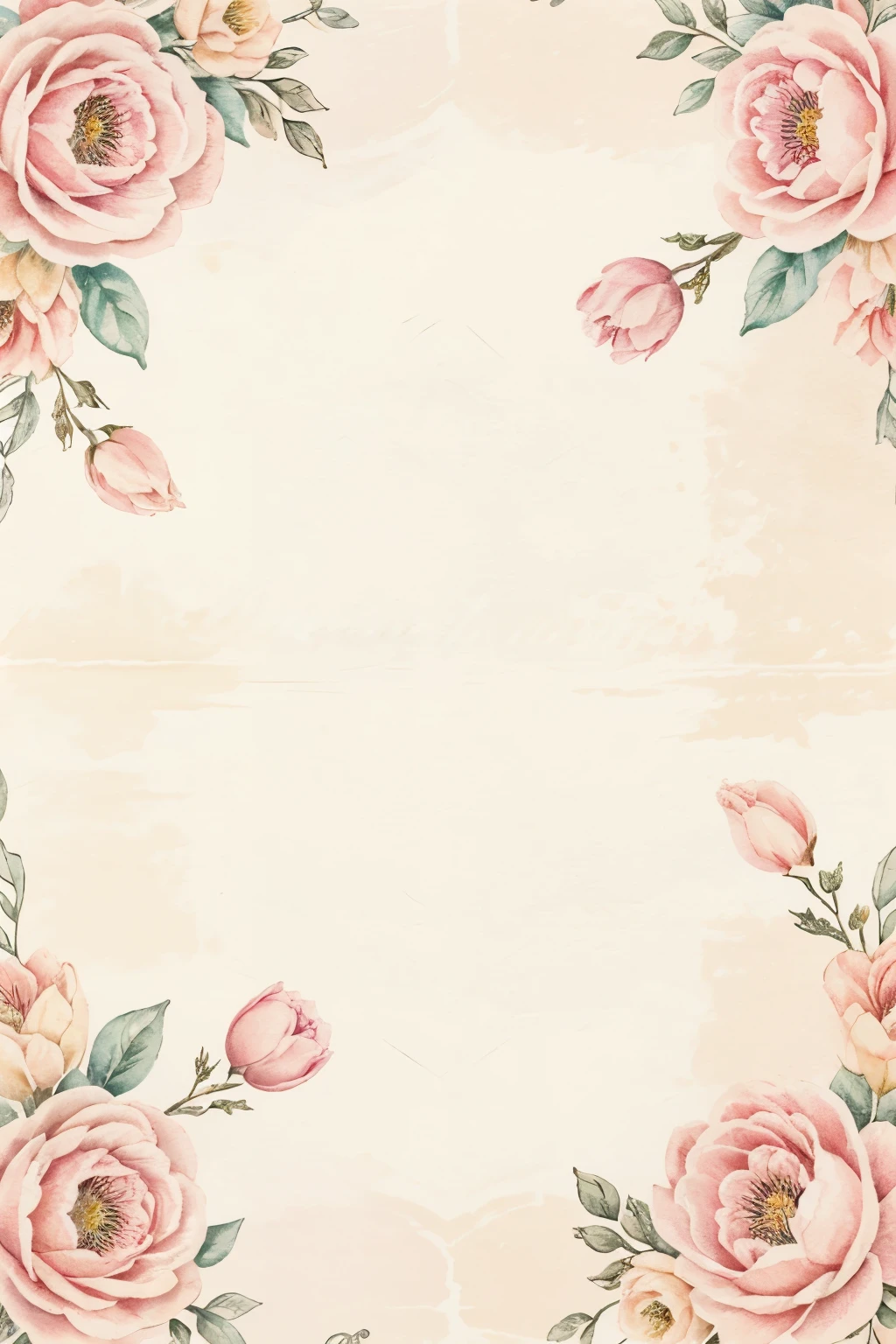 vintage Elegant watercolor Floral pattern with a soft pastel color palette