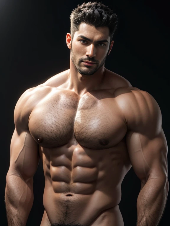 8K，(8K分辨率)，Muscular blacks, cool guy，Sexy, bright and charming eyes，Melancholy Look，Dark skin, Smooth and shiny，chest muscle，chest hair body hair，Raised big breastarechested，Naked，茂密的chest hair body hair， white colorull body photo，Big bag raised and visible，Bad lauest qualtiy，profesional lighting，professional photoshooting，Real photos，realistic model，photorealistic  art