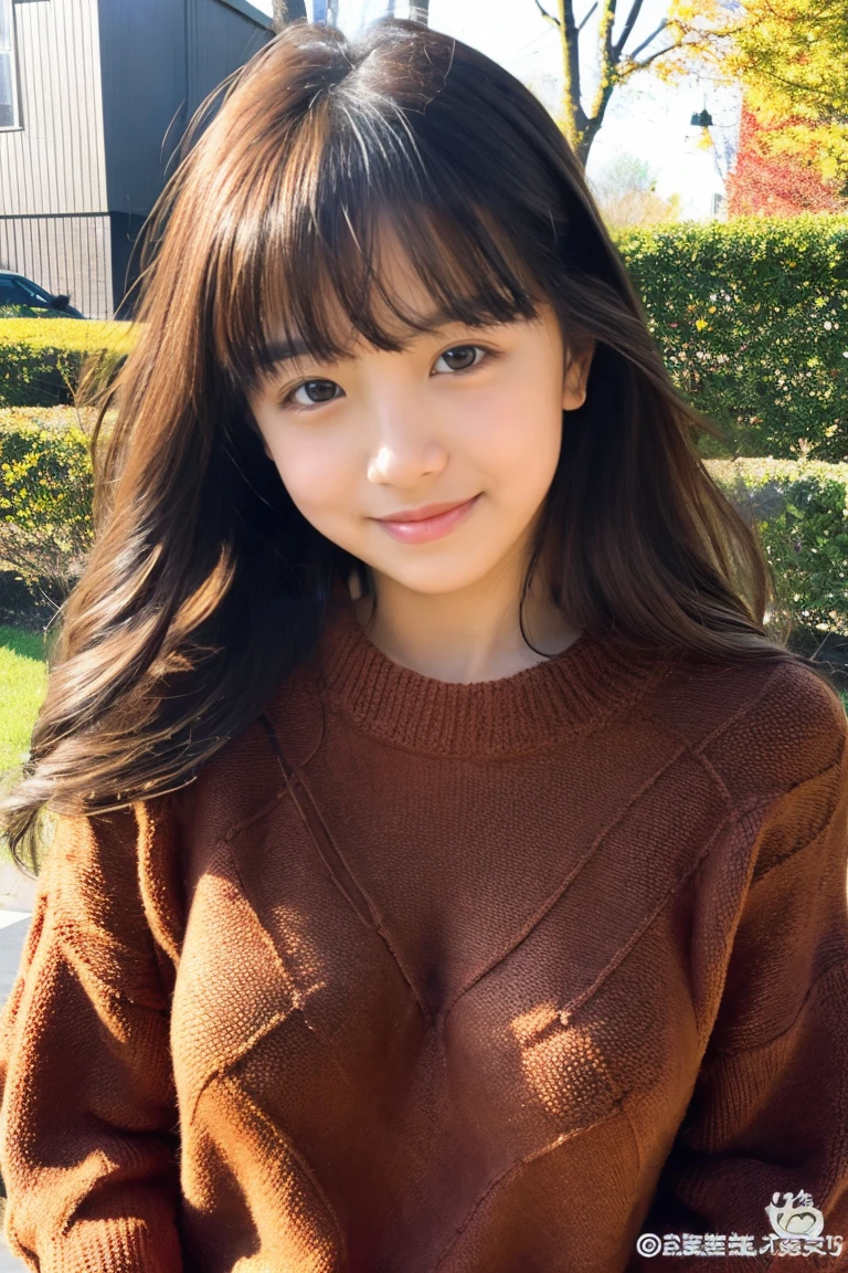 beautiful girl wearing a sweater、14years、