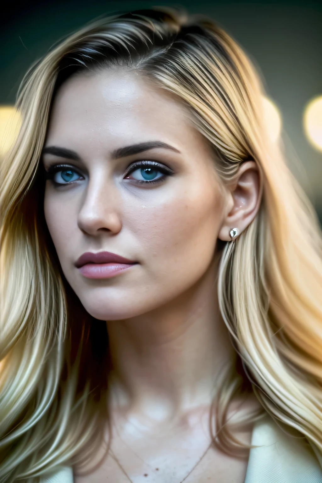 gorgeous woman in paris with extra long wavy blonde hair, detailed alluring eyes, long sexy legs, wearing jarretels, bikini, t-shirt, ((detailed facial featureinely detailed skin), pale skin, realistic skin texture, extreme skin details, , in the background beautiful futuristic cyberpunk city, best quality masterpiece, photorealistic, hyperrealistic, detailed, 8k, HDR, (Soft color: 1.2), shallow depth of field, broad light, high contrast, backlighting, bloom, light sparkles, chromatic aberration, sharp focus, RAW color photo