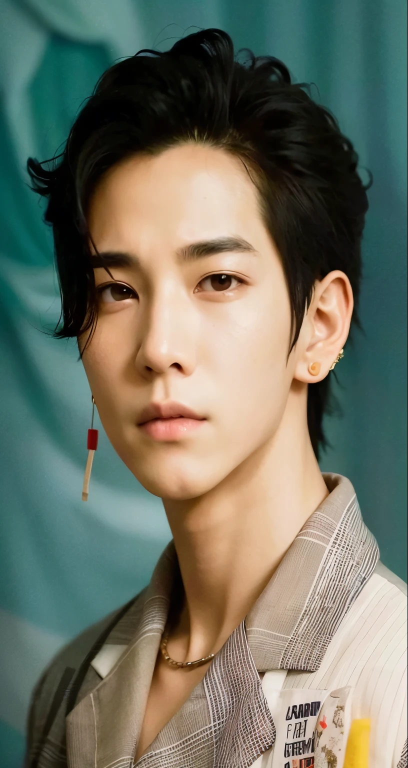 Arafed photo of a man with a tie and a button on his shirt., Cai Xukun, Kim Doyoung, Hyung Tae, Llave fija, Jinyoung Shin, Key anime images, escaneo de revistas, Taejune Kim, Hsiao-ron, Yanjun Chengt, diez Lee, Hong June Hyung, Penetrante ojos claros, Retrato de Kpop Idol, Sha Xi