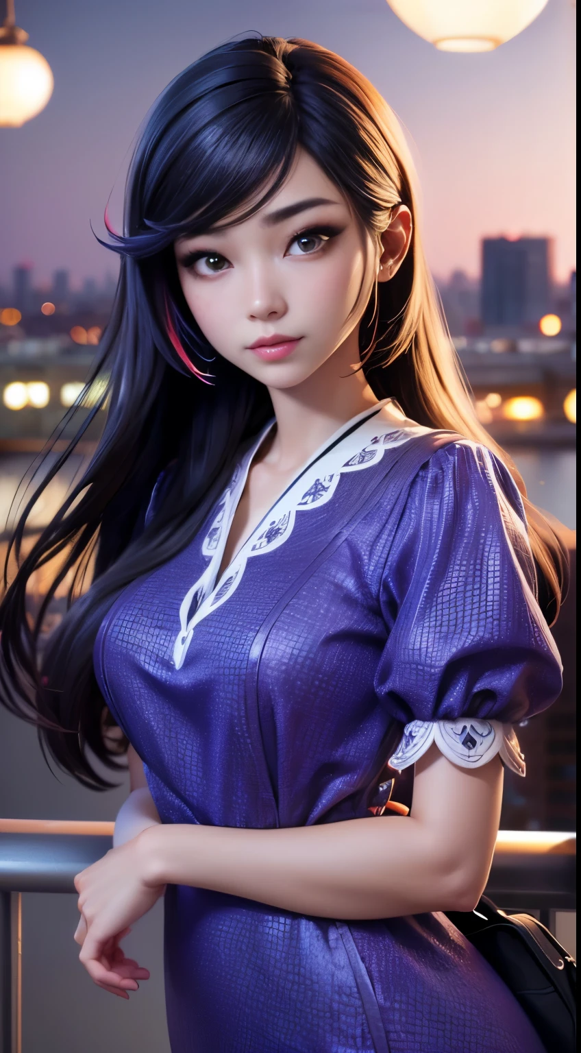 photo of Emiru, RAW, beautiful woman, ((portrait)), ((detailed face:1.2)), ((detailed facial feature, detailed skin, clear skin), (perfect proportioned body), (wearing a colorful dress) (high detailed city environment, apartment balcony), (realistic photo, best quality, detailed), (8k wallpaper), (cinematic lighting, dramatic lighting) (sharp focus, intricate)