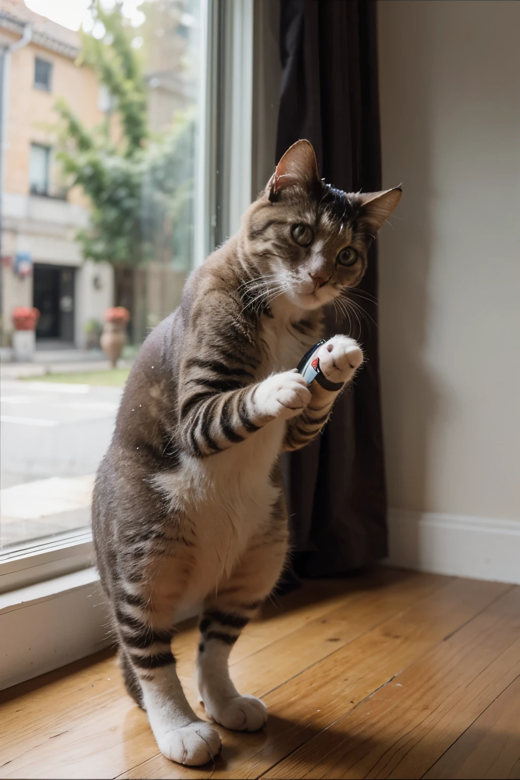 Cat listening to music in a window, para canal de lo-fi no YouTube