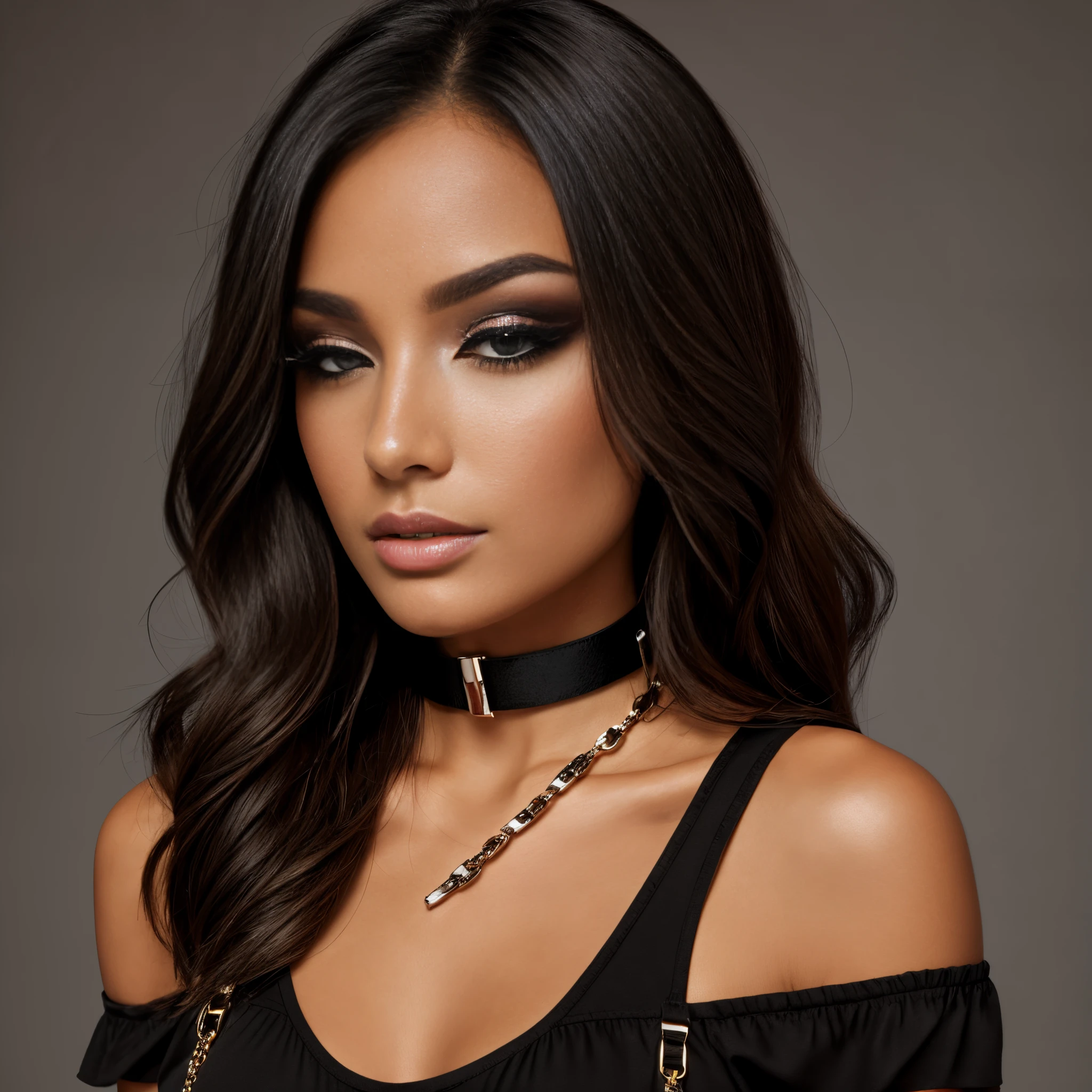 Wearing eyeshadow wearing eyeshadow makeup, on a leash