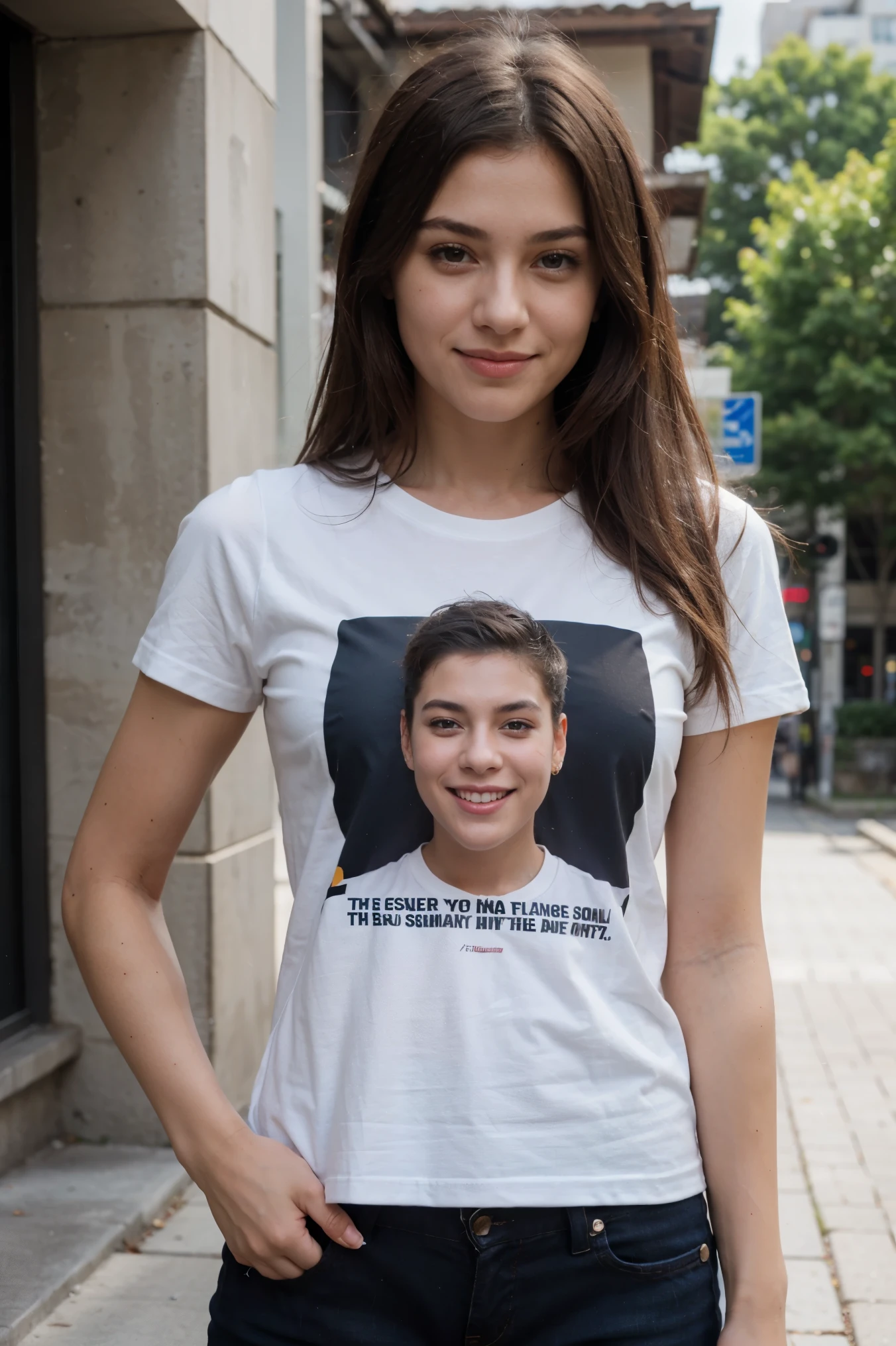 girl use t-shirts with boy, standing, couple, smile