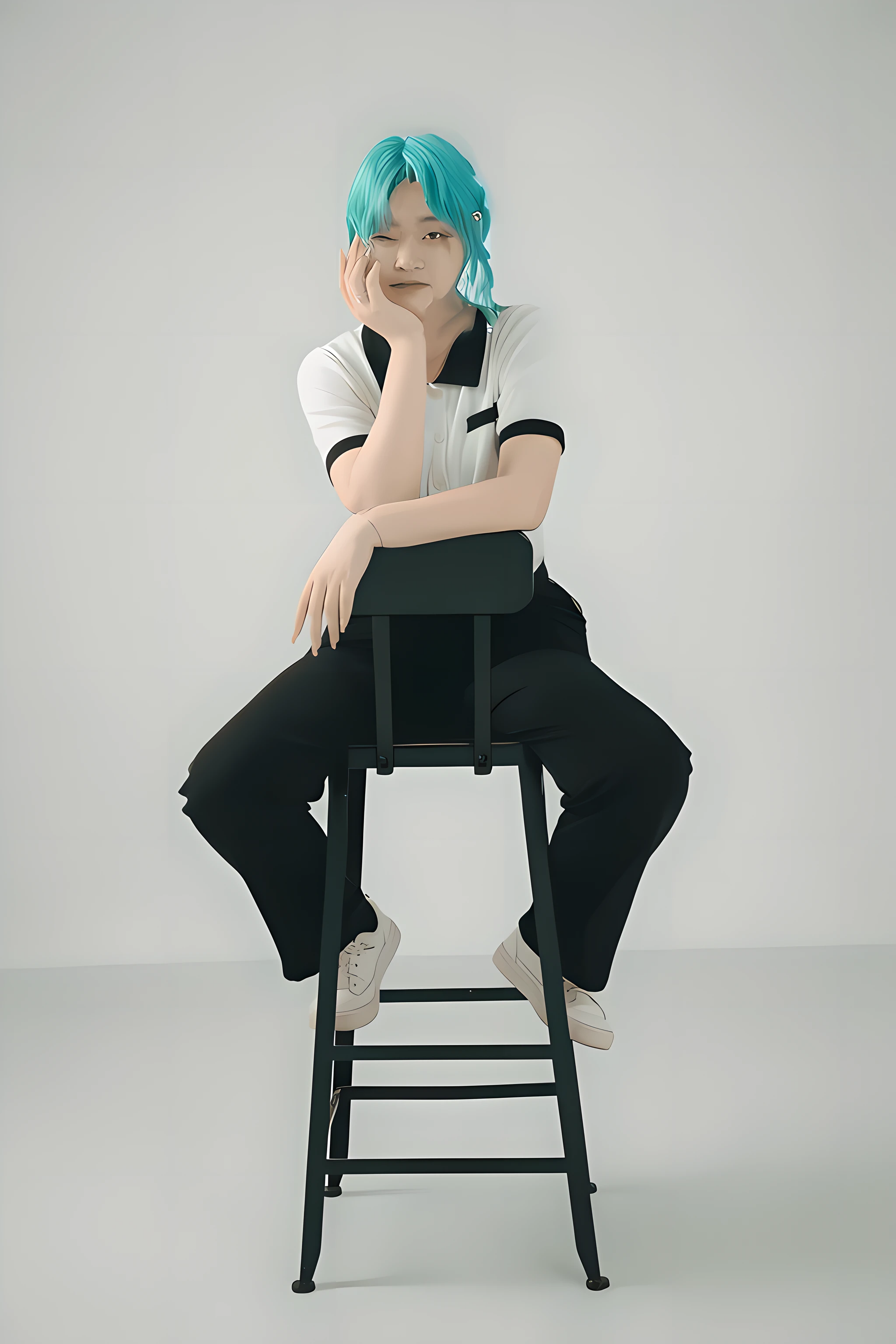 Ocean blue hair medium length hair