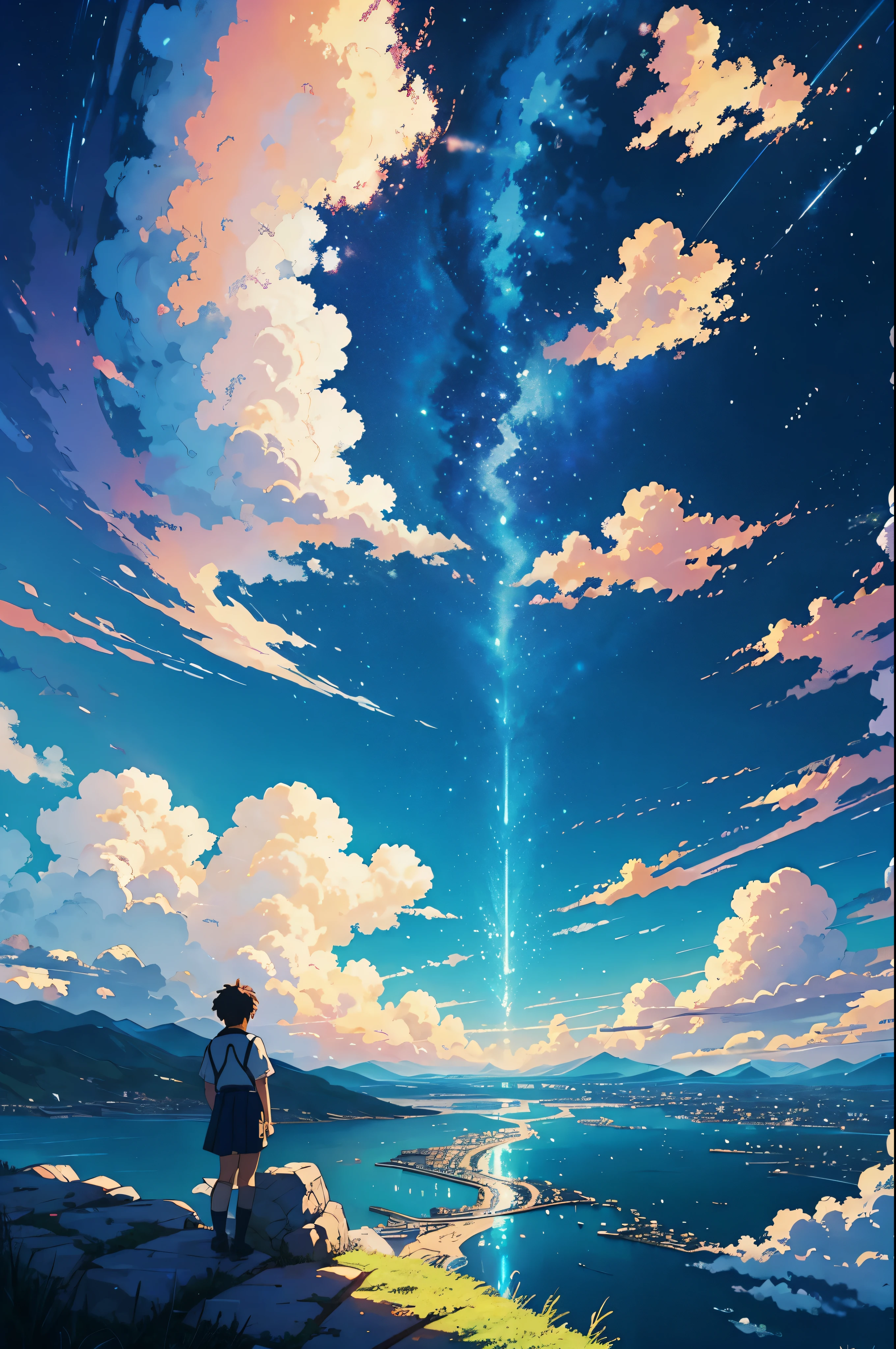 A beautiful and iconic scene from the movie "your name"